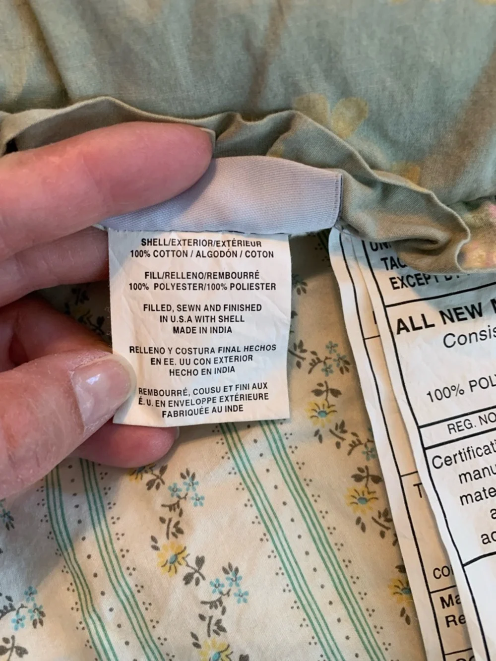 Vintage Liz Claiborne Sage Green Floral Comforter Cover with Pink Blossoms